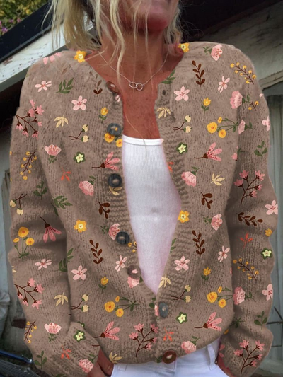 Florence – Floral Print Buttoned Casual Cardigan Sweater