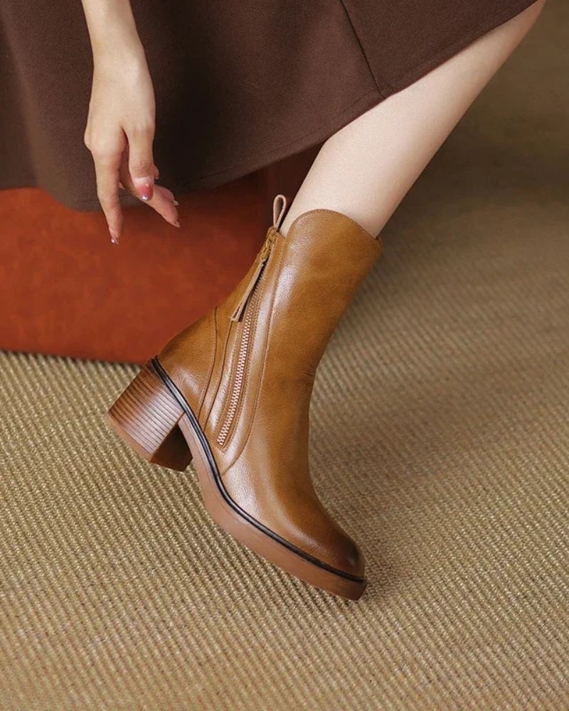 Angel | Leather boot With Comfortable Heel