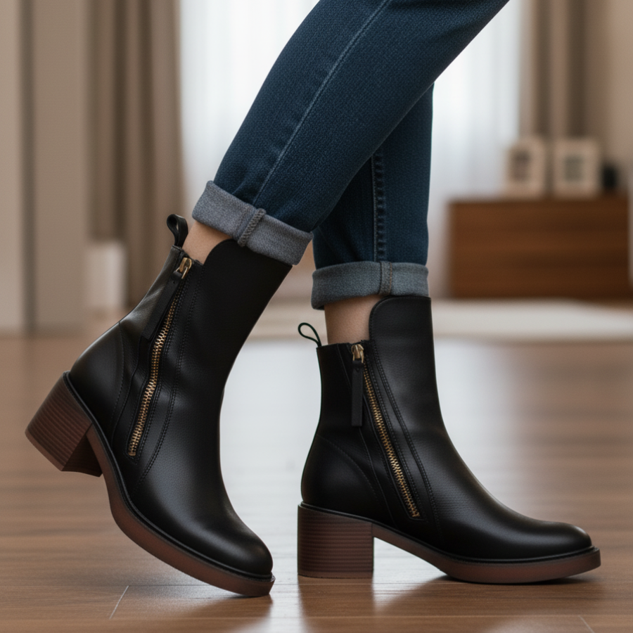 Angel | Leather boot With Comfortable Heel