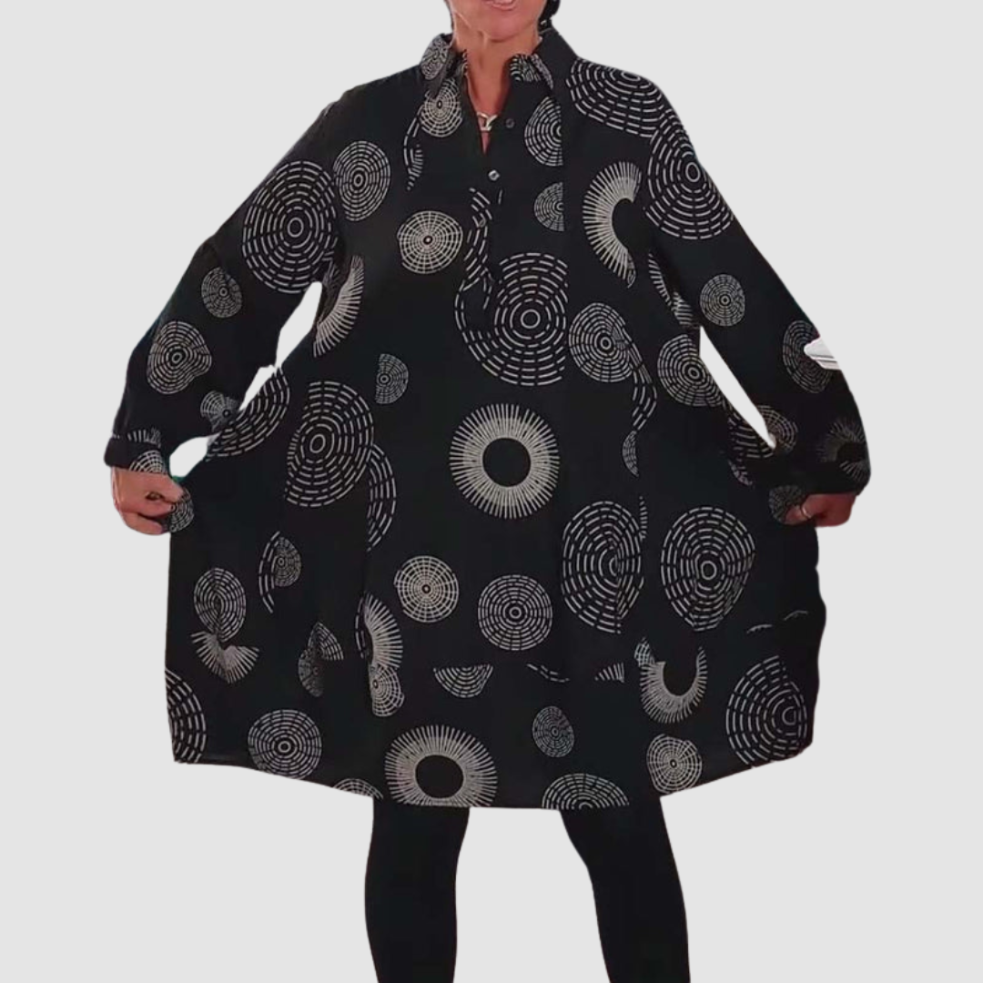 Haydie | Casual Lapel Dress With Geometric Print