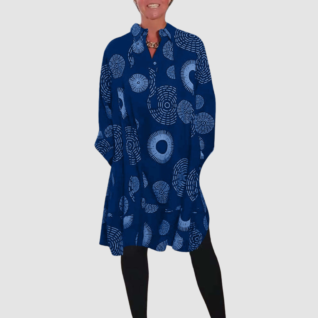 Haydie | Casual Lapel Dress With Geometric Print