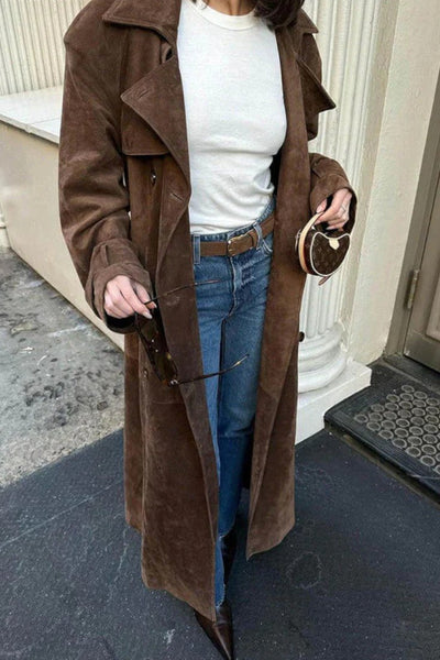 Mille™ | Elegant Suede Trench Coat