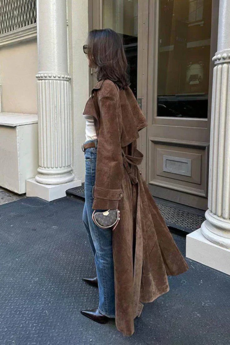 Mille™ | Elegant Suede Trench Coat