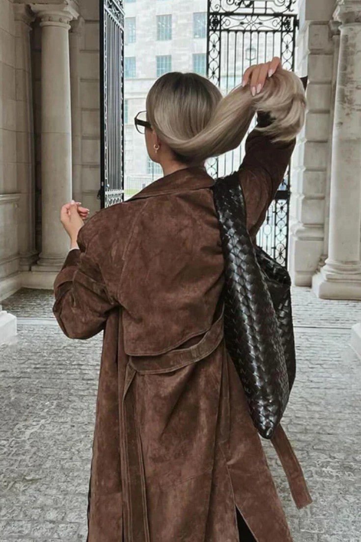 Mille™ | Elegant Suede Trench Coat