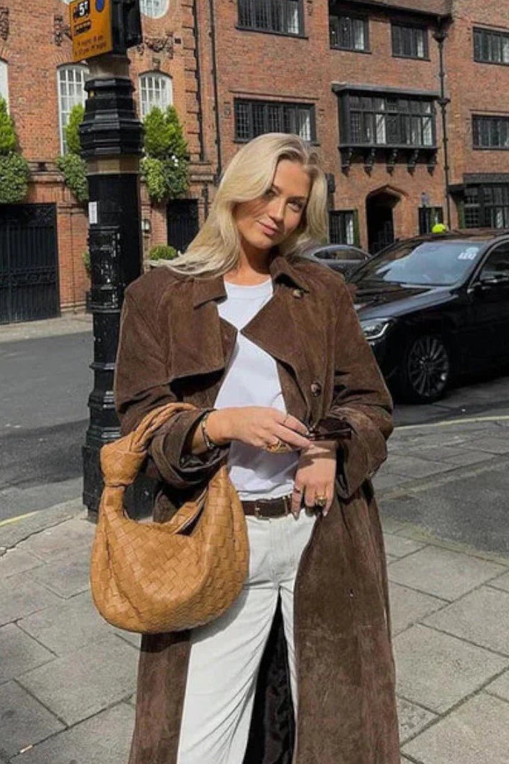 Mille™ | Elegant Suede Trench Coat