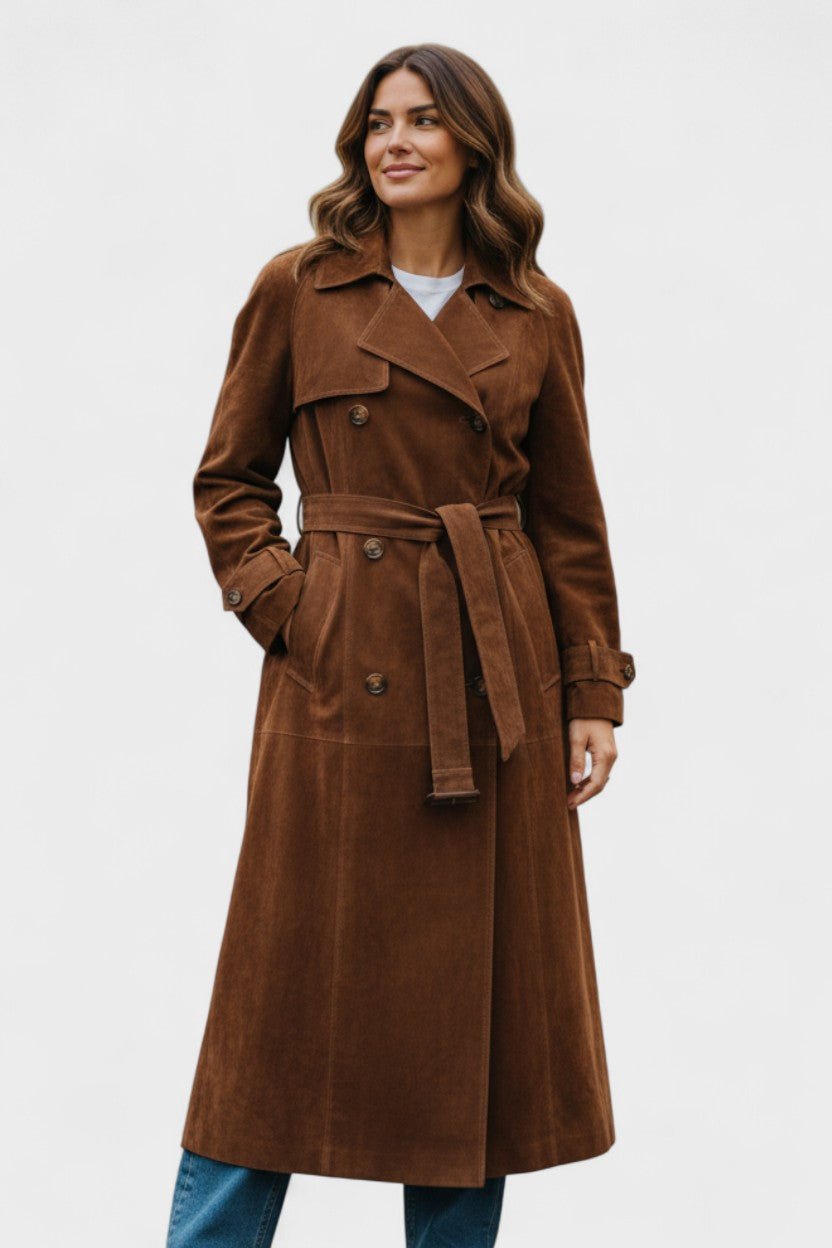 Mille™ | Elegant Suede Trench Coat