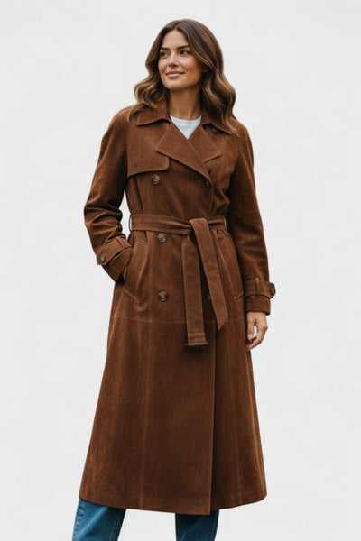 Mille™ | Elegant Suede Trench Coat