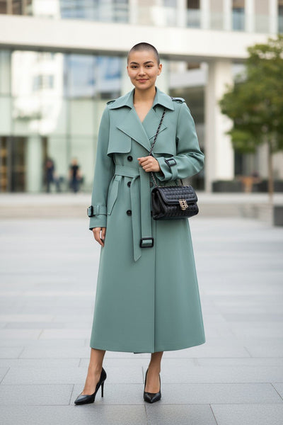 Saara™ | Elegant coat with waist belt