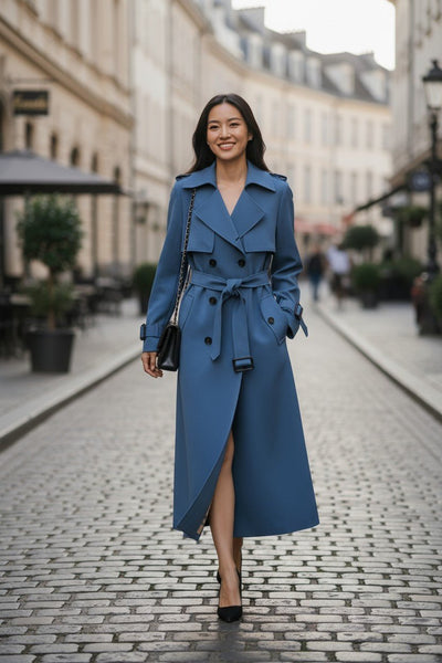 Saara™ | Elegant coat with waist belt