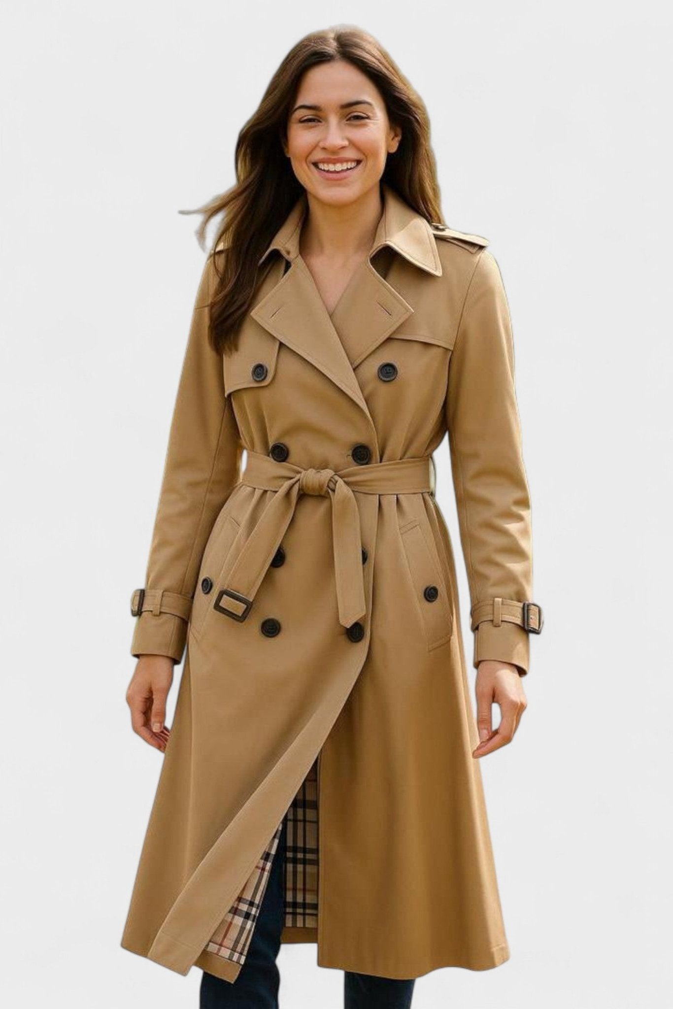 Saara™ | Elegant coat with waist belt