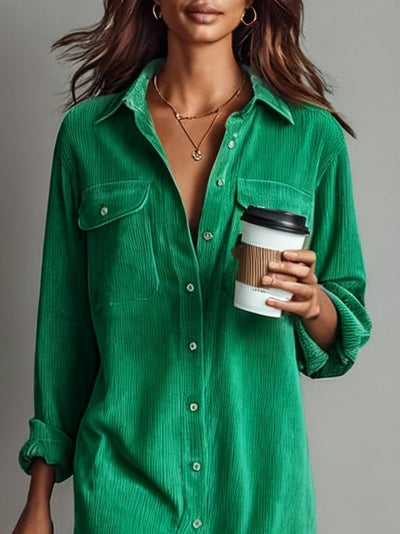 Arlette™ – Cord Midi Shirt Dress