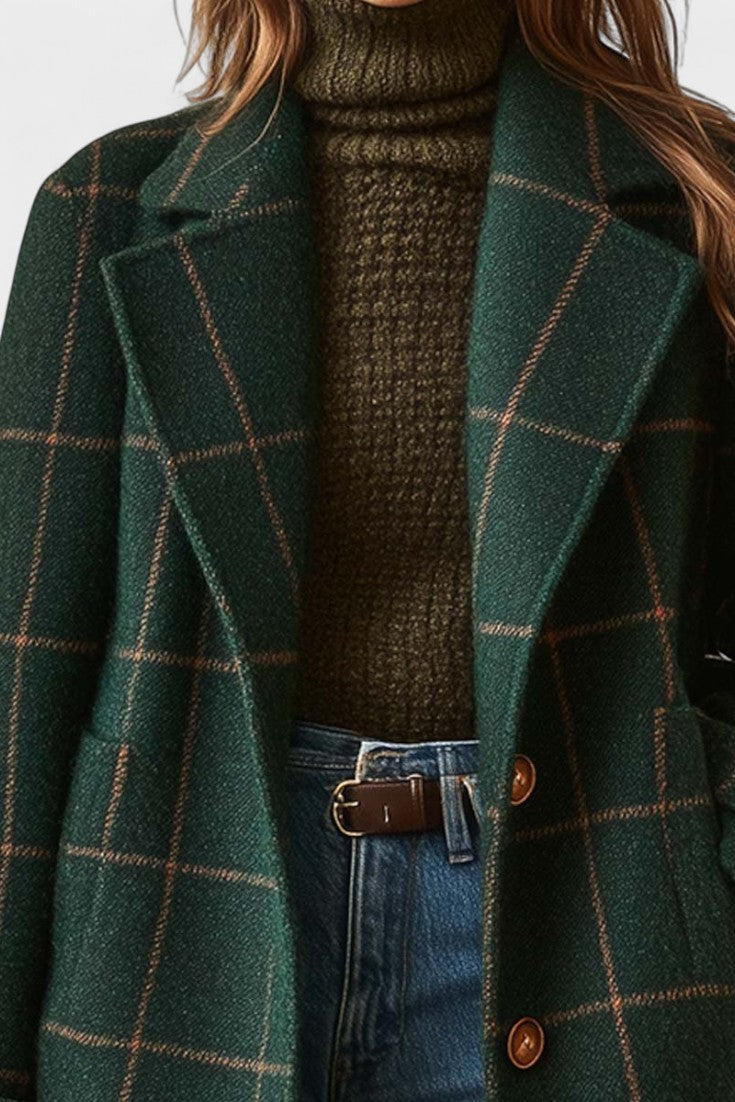 Yrsa™ | Elegant tweed coat in checked pattern
