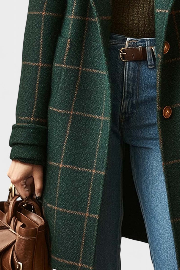 Yrsa™ | Elegant tweed coat in checked pattern