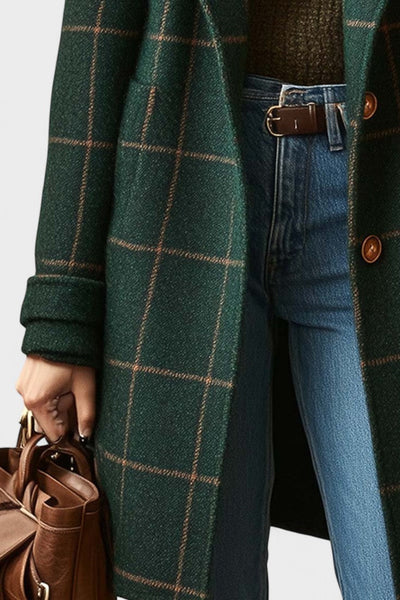 Yrsa™ | Elegant tweed coat in checked pattern