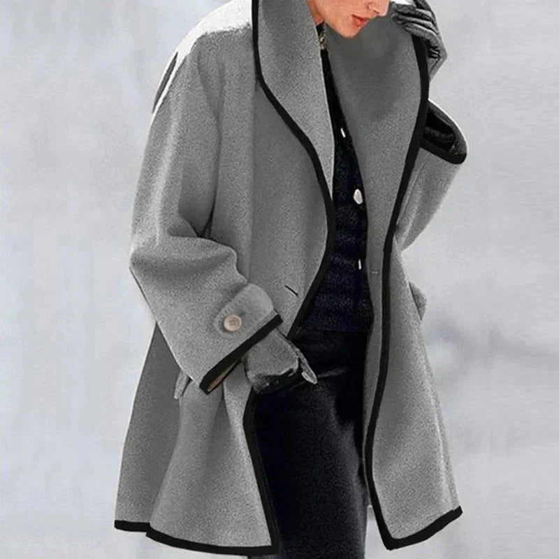 Casey | Contrast Trim Wool Coat