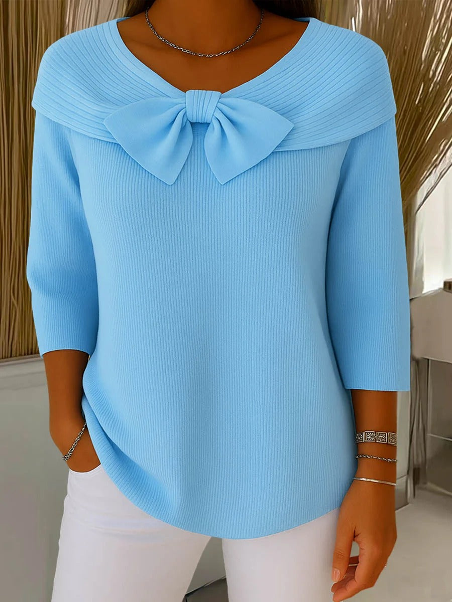 Serenna – Sweater with Bow and Round Neckline